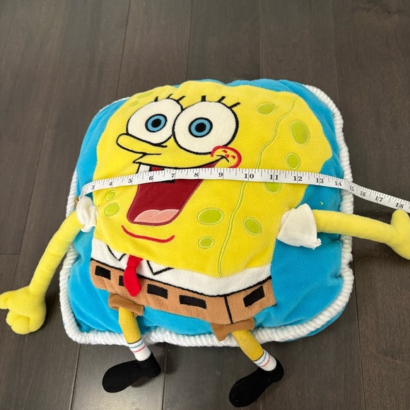Vintage 3D SpongeBob SquarePants, Plush Throw Pillow, Extended Arms, & Legs - Picture 5 of 6